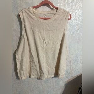 Athletic Works Beige Sleeveless Muscle Tee, 100% Cotton, XXL 20